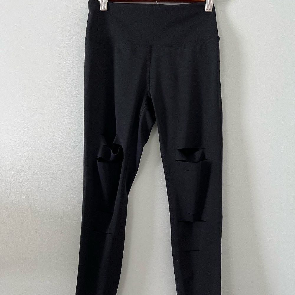ZYIA Black Ripped Front Leggings Size 2